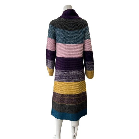 Theory RARE Multi Ribbed Colorblock Cardigan Floriane Land Sweater sz Large - Picture 7 of 11